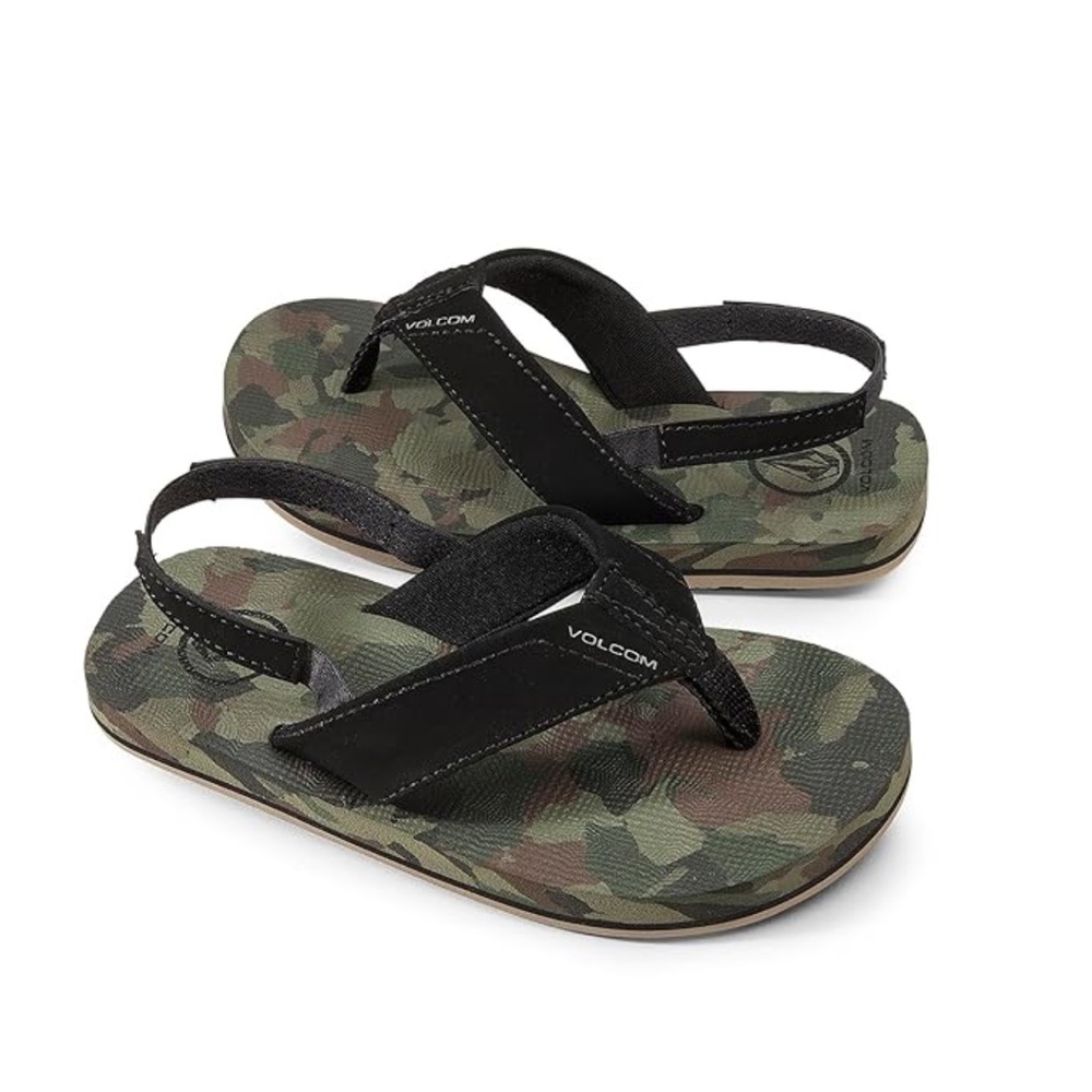 Toddler Volcom Black & Camo Flip Flops Size 11